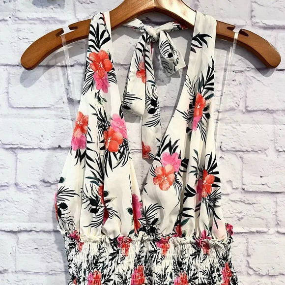 Madden Girl Madden NYC White & Pink Floral Tiered Halter Mini Dress 1X NWT - Picture 3 of 11